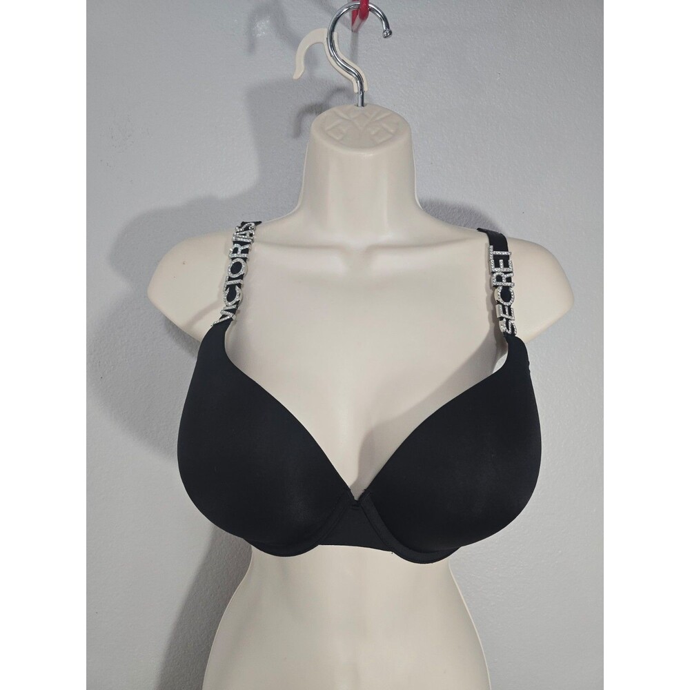 Victoria's Secret Size 34DDD Bling Bra Spellout T-shirt Push up letter straps